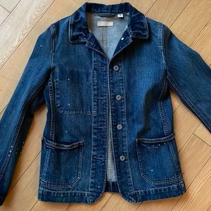 Uniqlo Womens Denim Chore Coat with Paint Spatter